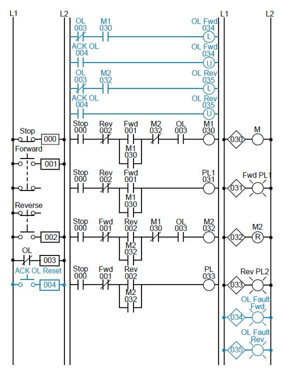 PLC implementation of the circuit in Figure