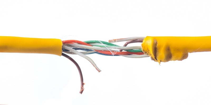 Broken open wiring failure in a CAT6 cable