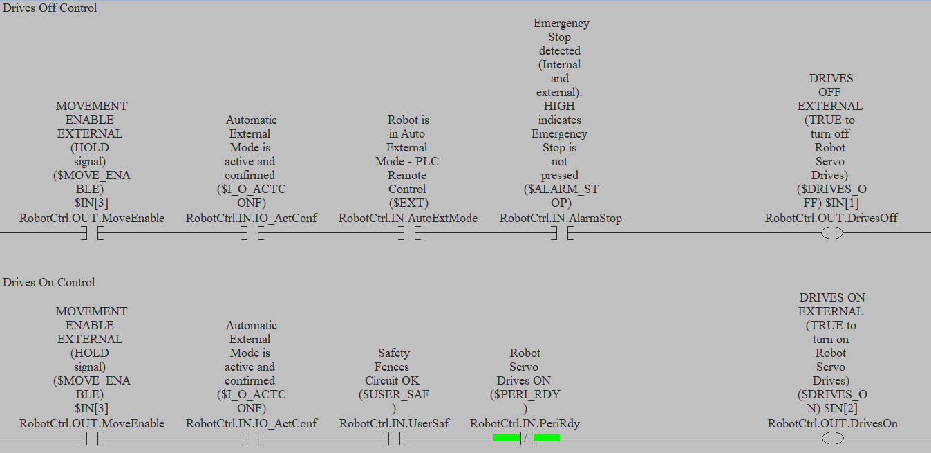 Motor on and Motor off handshaking examples