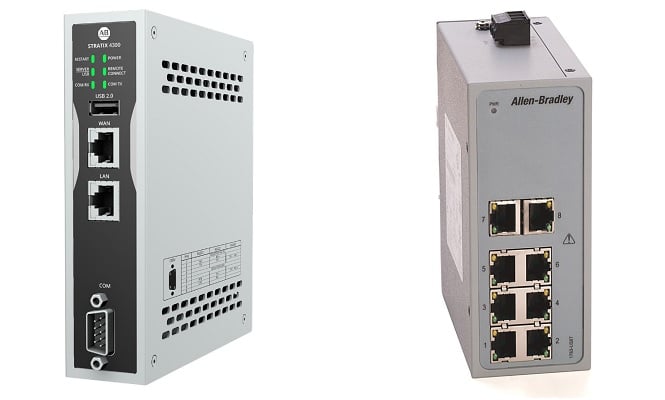 network router (on left) vs network switch (on right)