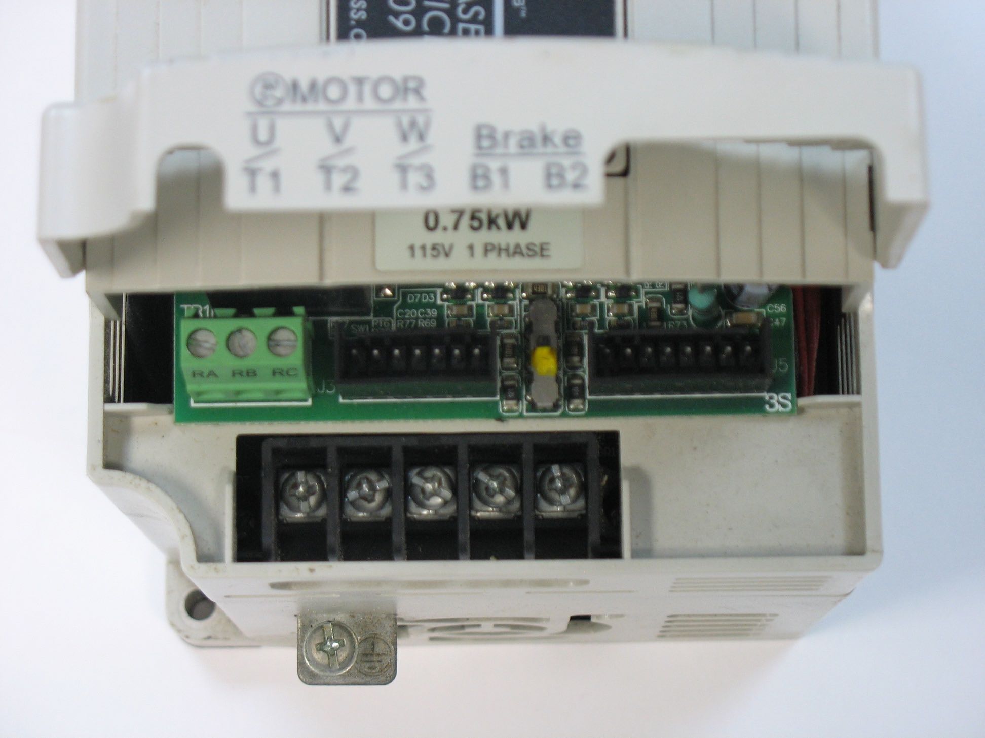 Communication and power output terminals of the VFD