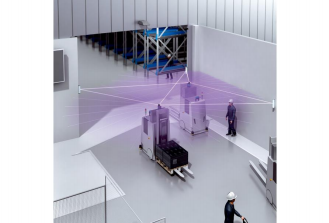 Navigation of an AGV with a laser-supported NAV positioning system. Image courtesy of SICK.