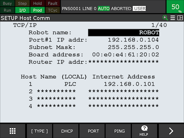 Host COMM setup