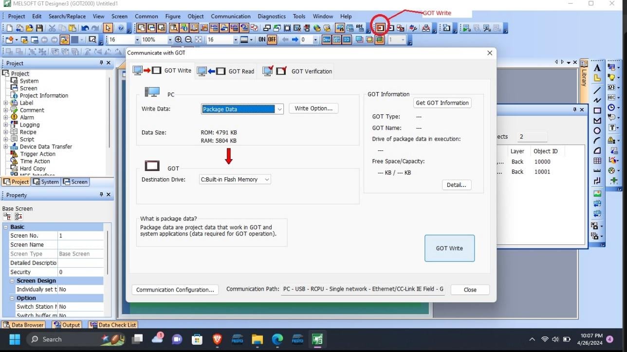 Loading the project to the HMI panel