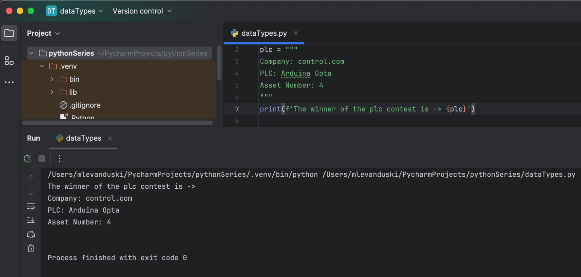 f String using variables