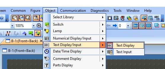 Mitsubishi HMI text object