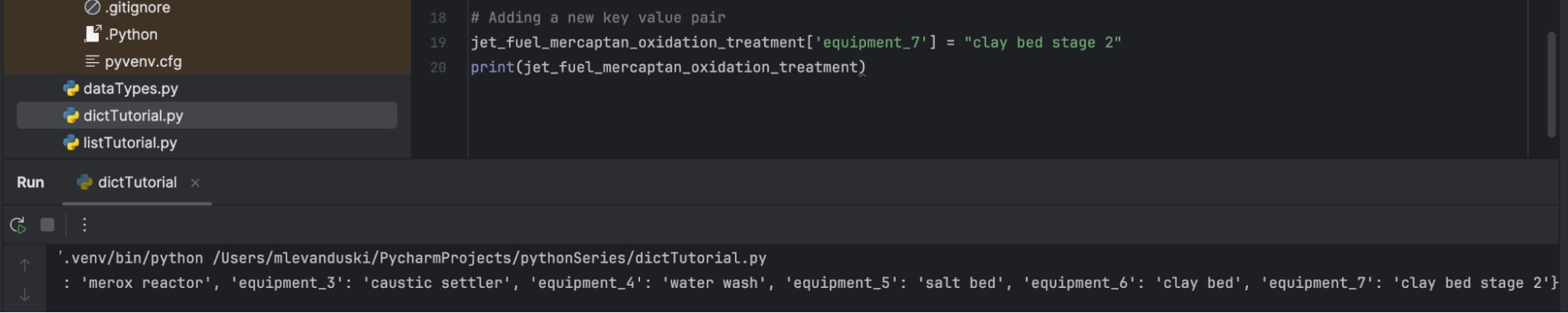 Adding a key name entry to a dictionary in Python