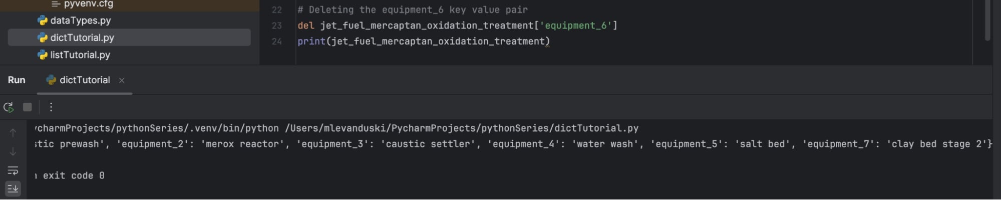 Deleting a value from a Python dictionary