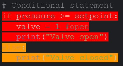 IF and ELSE components of python code