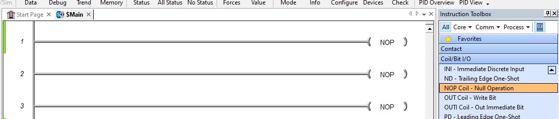 Designing a ladder program.