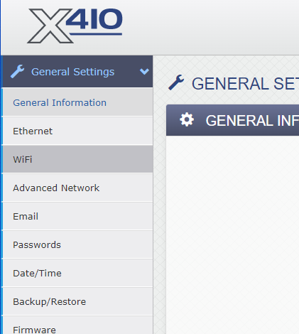 General and wifi settings