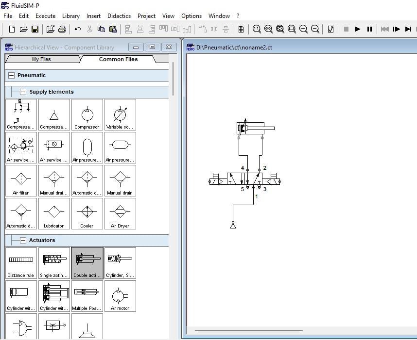 Valve setup in FluidSIM